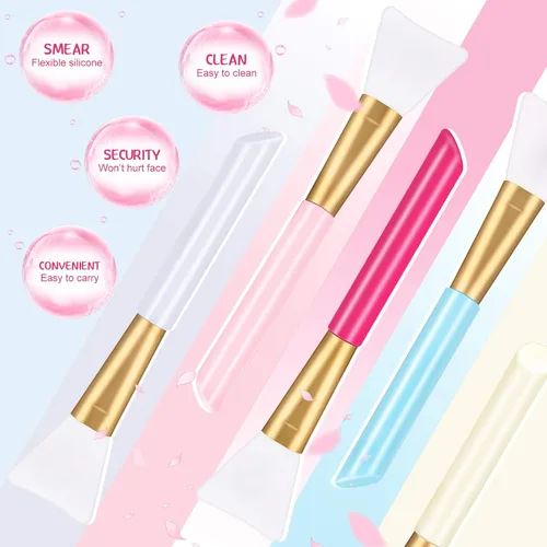 Vista 3 de Patelai 20 cepillos de silicona para máscara facial con caja de almacenamiento, silicona epoxi facial barro cosmético aplicador de máscara