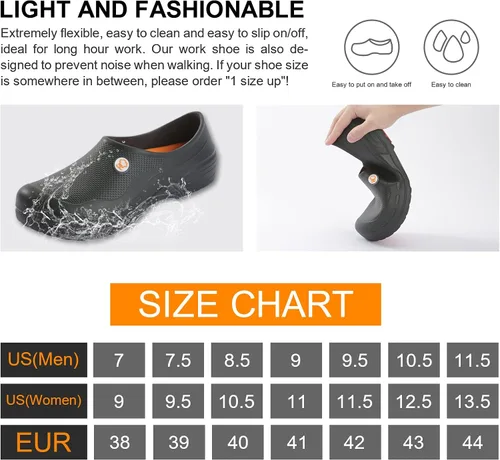 Vista 2 de Zapatos de chef unisex resistentes al aceite al agua zapatos de trabajo antideslizantes cómodos zapatos de enfermería para chefs enfermeras