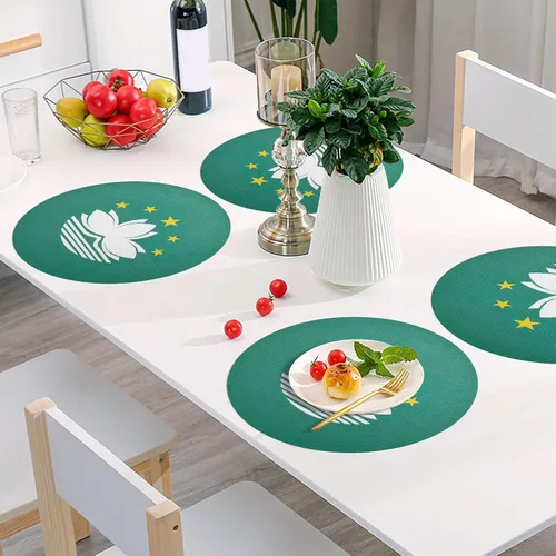 Vista 26 de Aruba Flag Round Table Placemats 15 Inch, Seasonal Table Mats Modern Place Mats for Dining, Kitchen, Parties, Camping