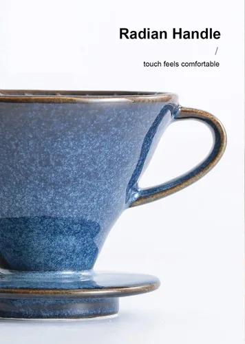 Vista 8 de Filtro gotero de café de cerámica con 60 ángulos cónico 02-4 tazas para verter sobre el café, taza de cerámica para exteriores, juego de filtros