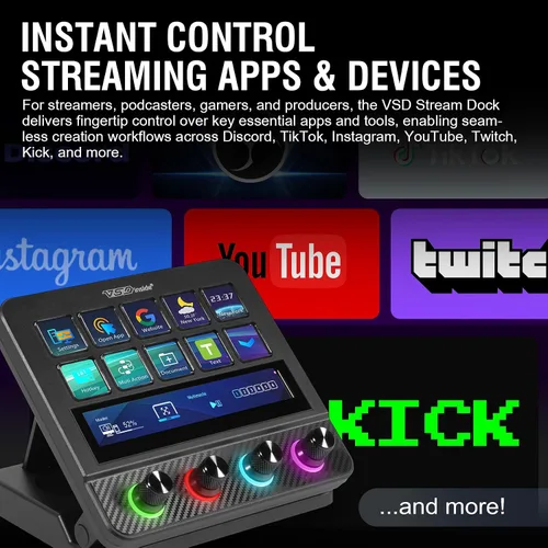 Vista 7 de Teclado Macro, Controlador de Deck de Transmisión, Mesa de Sonido con Teclas Programables, Teclado de Accesos Rápidos USB para Juego en Streaming