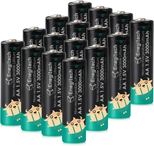 Vista 9 de Enegitech Batería de litio AA, batería de litio doble A de 1.5 V para cámara Blink al aire libre, bloqueo inteligente, cámara de sendero, linterna