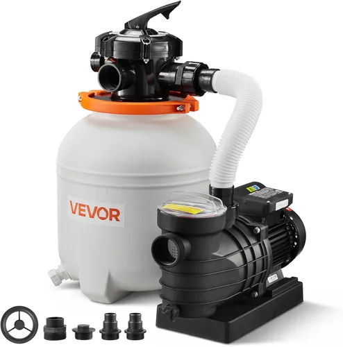 Vista 14 de VEVOR Bomba de filtro de arena de 12 pulgadas para piscinas sobre el suelo de hasta 15000 galones, sistema de filtración de piscina de 0.33 HP 3000