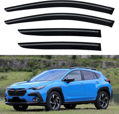 Vista 43 de YQAUTEC - Viseras para ventana, protectores contra la lluvia, compatibles con Subaru WRX 2015-2021, deflectores de viento para ventanas, viseras