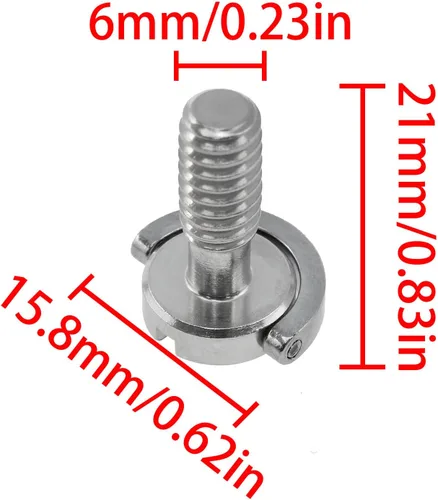 Vista 3 de Lovelysp - Tornillos de fijación de cámara de acero inoxidable con anillo en D de 1/4-20 roscas, adecuados para tornillos adaptadores, trípode