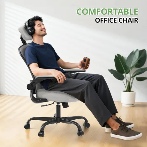 Vista 7 de Silla de Oficina Ergonómica para Escritorio, Capacidad de 330 LBS, Silla de Computadora con Respaldo Alto para Largas Horas Cómoda, Silla Ejecutiva