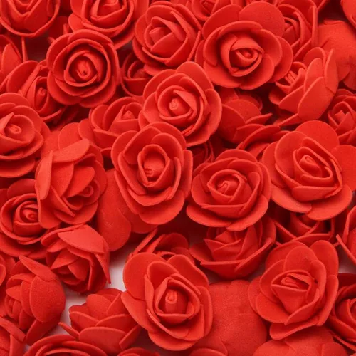 Vista 10 de 500 piezas de mini cabezas de rosas artificiales de espuma de polietileno, flores artificiales hechas a mano, ramo de novia de boda, decoración