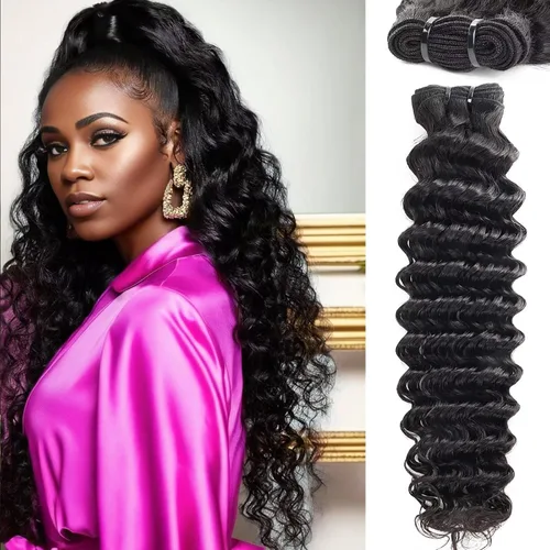 Vista 19 de Manojos de cabello humano ondulado profundo de 12, 14, 16 pulgadas, paquetes de ondas de agua, 100% sin procesar, 10A, cabello humano virgen