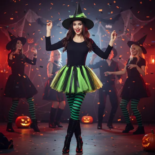 Vista 5 de SATINIOR Disfraz de bruja de Halloween para mujer 2026, negro y verde