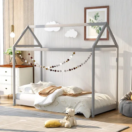 Vista 3 de Bastidor para cama tamaño Twin, con techo y cerca, no incluye box spring