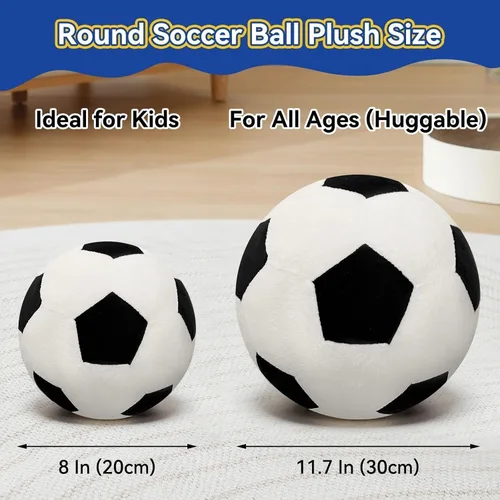 Vista 3 de Almohada de fútbol esponjosa – Pelota de fútbol orbicular duradera de 8 pulgadas, almohadas decorativas de fútbol de relleno suave para sofá