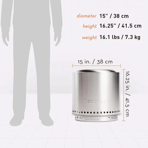 Vista 2 de Solo Stove Ranger con soporte portátil para exteriores, fogata de acero inoxidable para quemar madera y bajo humo, grandes hogueras para exteriores