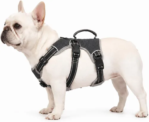 Vista 19 de Arnés de perro multiusos con soporte, arnés reflectante a prueba de escapes sin tirones ajustable con asa duradera, arnés para caminar para perros