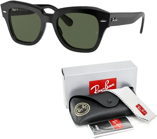 Vista 3 de Ray-Ban State Street RB2186 - Lentes de sol cuadrados para hombre y mujer + paquete con kit de gafas de diseñador iWear
