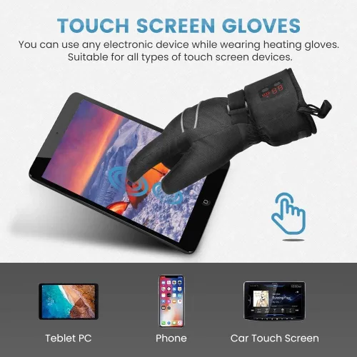 Vista 5 de Rechargeable Heated Gloves Touchscreen Gloves for Women and Men with Battery XXL