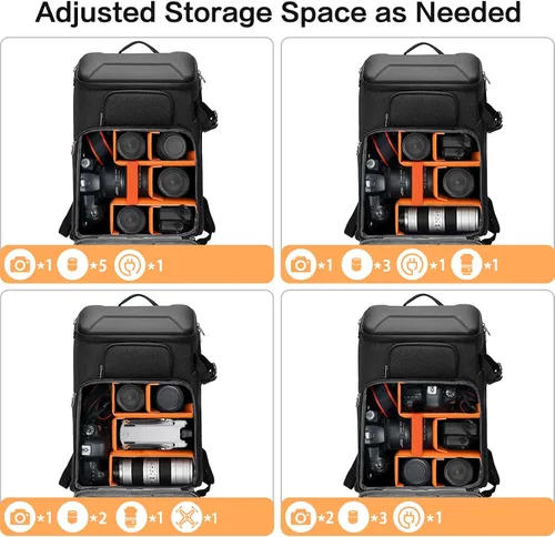 Vista 3 de MOSISO Mochila para cámara, DSLR/SLR/sin espejo, impermeable, bolsa para cámara de 17.3 pulgadas con carcasa rígida frontal, compartimento