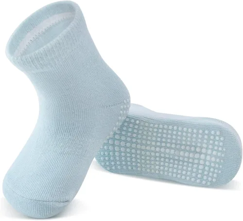 Vista 5 de Tenpluszero Calcetines de algodón antideslizantes para niños pequeños calcetines de algodón con agarres para bebés niños y niñas
