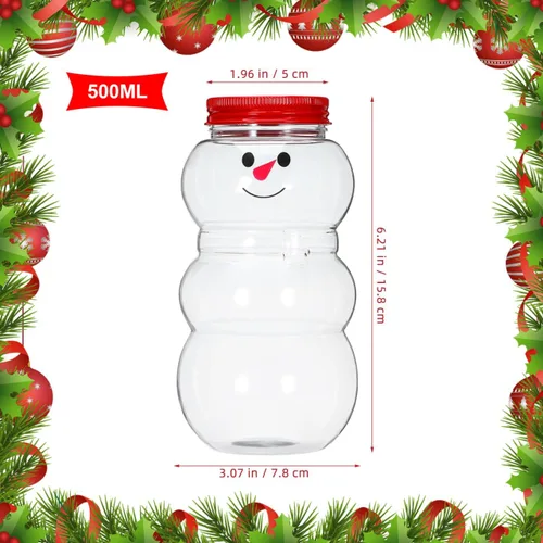 Vista 2 de Luxshiny 10 unidades de tarro de caramelo de muñeco de nieve de Navidad, botellas de jugo de plástico, botellas de leche, recipientes de cocina