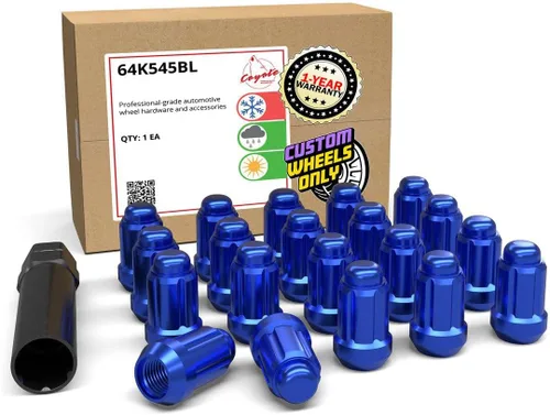 Vista 22 de Piezas de accesorios de rueda, 20 piezas de 1/2 "-20 roscas estriadas de 3.35 pulgadas de largo, tuercas hexagonales negras para Ford Mustang Jeep