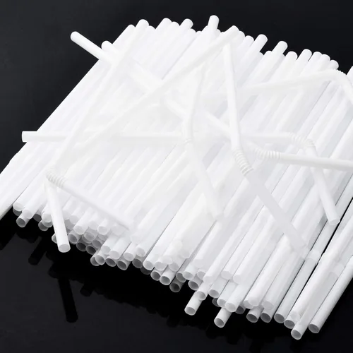 Vista 4 de ALINK 1000 popotes flexibles blancos, pajitas flexibles de plástico envueltas individualmente, 7.75 x 0.23 pulgadas