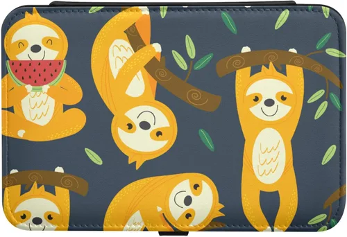 Vista 2 de Emelivor Joyero de viaje de piel sintética con diseño de perezosos divertidos, organizador de viaje, pequeño joyero para anillos, regalos, pulseras