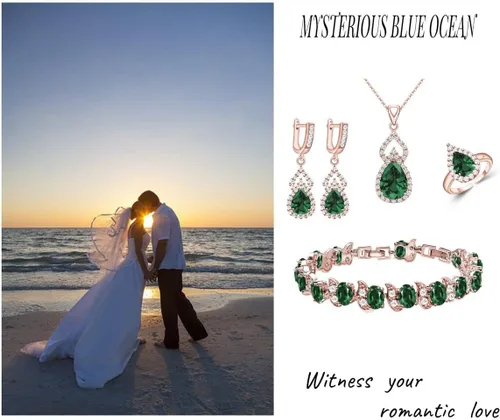 Vista 3 de LMXXVJ - Juego de joyas para mujer, collar chapado en platino, anillo abierto, aretes y pulsera, para cumpleaños, aniversario, Día de la Madre