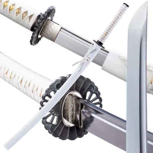 Vista 13 de Katana Sword, Handmade Samurai Sword 9260 Spring Steel - Plum Blossom Design, Full Tang & Clay Tempered - Ideal for Training, Practice, Collection &