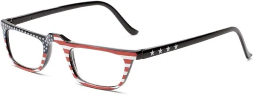 Vista 8 de The All American Reader - Lentes de lectura, estilo rectangular, lentes totalmente ampliados para hombres y mujeres + 1.00 estrellas en ambos lados