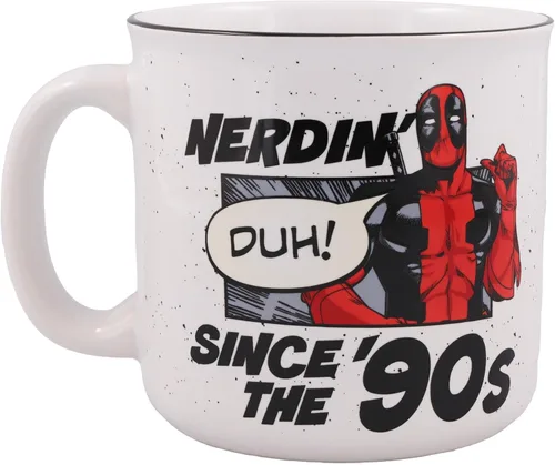 Vista 2 de Silver Buffalo Marvel Deadpool Nerdin Since the 90s Taza de Cerámica Camper, 20 Onzas Desde el, 0.59 Litros