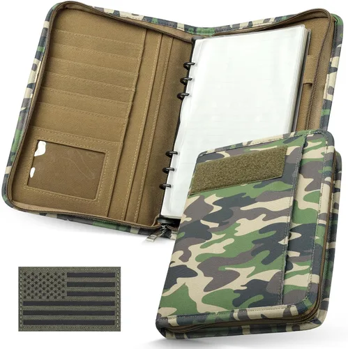 Vista 8 de WYNEX Cuaderno táctico Padfolio carpeta de 6 anillas, 3.7 x 6.7 pulgadas Caqui