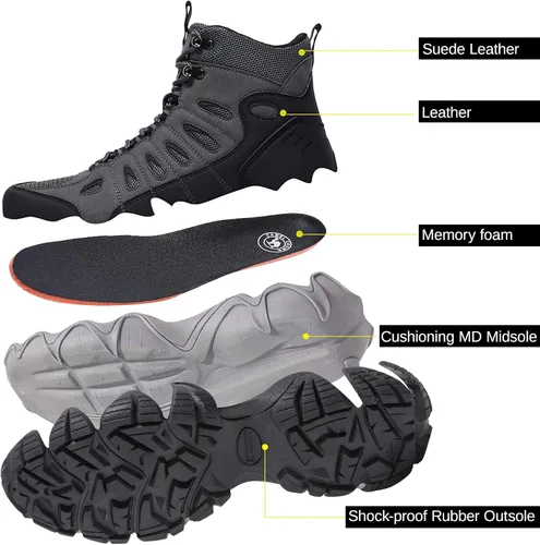 Vista 5 de CAMEL CROWN - Botas de senderismo para hombre, antideslizantes, transpirables, transpirables, para senderismo, senderismo, senderismo, senderismo