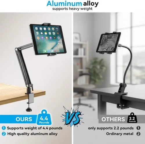 Vista 3 de Jakeko Soporte para brazo de monitor portátil, diseño de aluminio con ultraestabilidad y alta capacidad de carga