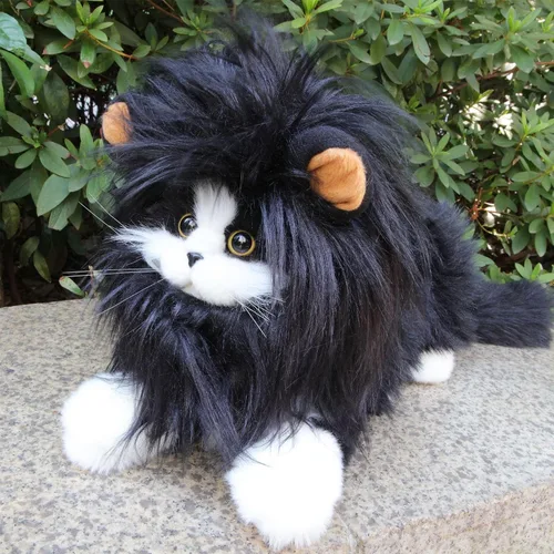 Vista 7 de Peluca de melena de león para disfraz de gato, ajustable, lavable, cómoda, elegante, pelo de león, vestido de ropa de gato para Halloween, Navidad