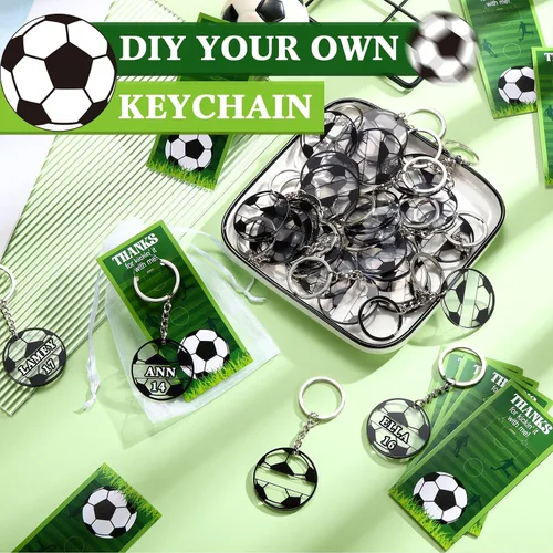 Vista 3 de Huquary 30 Sets Suministros de Fiesta de Equipo Deportivo Llaveros de Nombre Acrílicos DIY Llaveros de Fútbol Softbol Béisbol Regalo para Fiesta