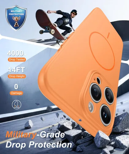 Vista 558 de FNTCASE Funda para iPhone 17 Pro: Fundas delgadas translúcidas de color azul claro compatibles con MagSafe, protección completa de la cámara