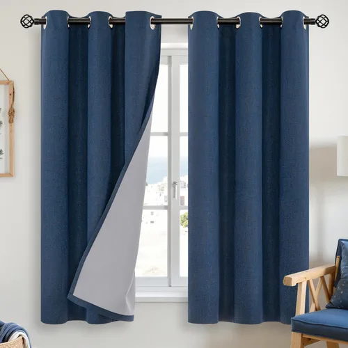 Vista 59 de YoungsTex Cortinas opacas de lino gris para dormitorio, 38 x 45 pulgadas, cortinas texturizadas con bloqueo de calor y luz completa, persianas
