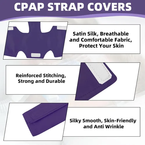 Vista 3 de Almohadilla de cuello CPAP de satén para correas de casco CPAP, cubiertas CPAP transpirables, cómodos cojines de correa CPAP, fundas de correa