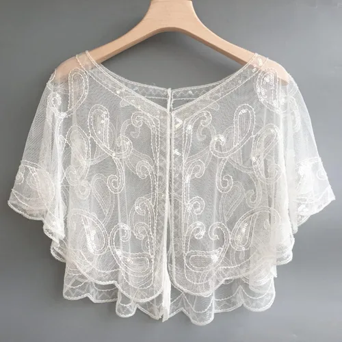 Vista 2 de Specell 1920s Shawls and Wraps for Evening Dresses,Wedding Shawl,Handmade Sequin Beaded Evening Shawl Bridal Wrap 23