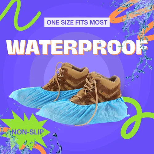 Vista 3 de Frontline - Fundas desechables para zapatos impermeables, plástico premium grueso reciclable, resistencia al deslizamiento, duraderas, botines