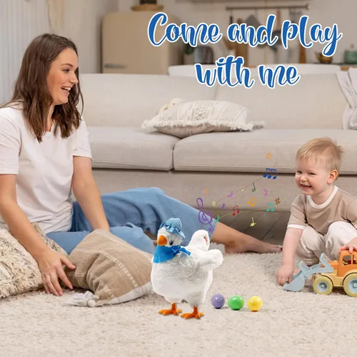 Vista 7 de SOMOYA - Juguete de pollo eléctrico de peluche poniendo huevos, juguete loco que baila con sonido y música, juguete de animales, juguetes de Pascua