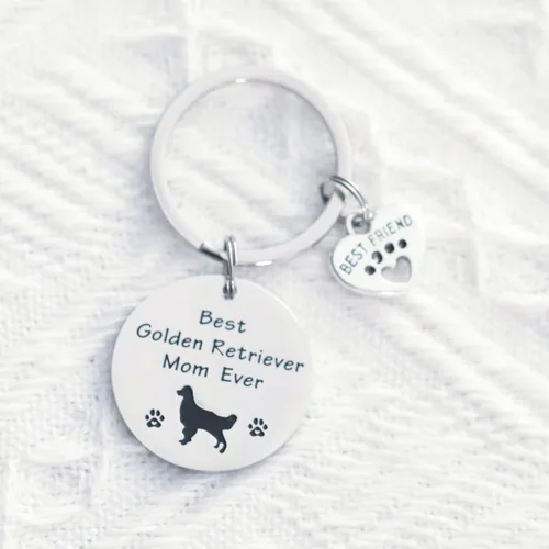 Vista 5 de VALAFO Regalo para amantes de Golden Retriever para mujeres, ideas de llaveros, artículos de mercancía, adornos de mamá Golden Retriever, Acero