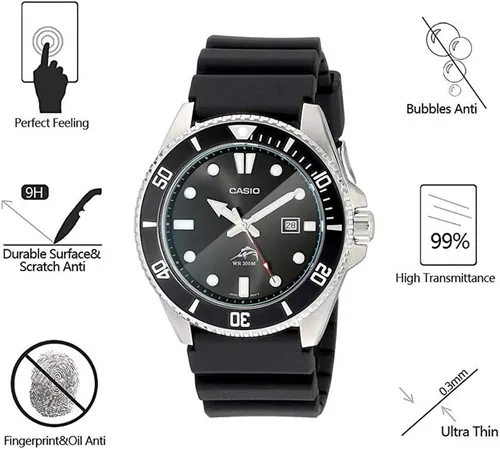 Vista 2 de MDV106-1A - Protector de pantalla de vidrio templado para Casio MDV106-1A (paquete de 4) [0.012 in 2.5D High Definition 9H] Premium Clear Protector