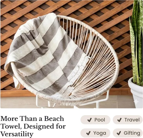 Vista 8 de Toalla de playa turca ligera, 100% algodón BCI, flecos crudos sin blanquear, certificado Oeko-TEX, absorbente, respetuosa con el medio ambiente, 36
