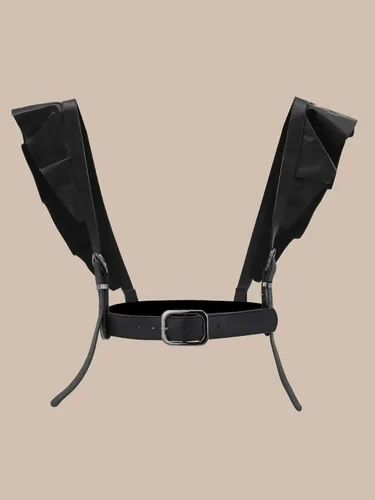 Vista 3 de OYOANGLE Arnés para mujer, cinturón punk, hebilla cuadrada, con volantes, tirantes ajustables para vestido