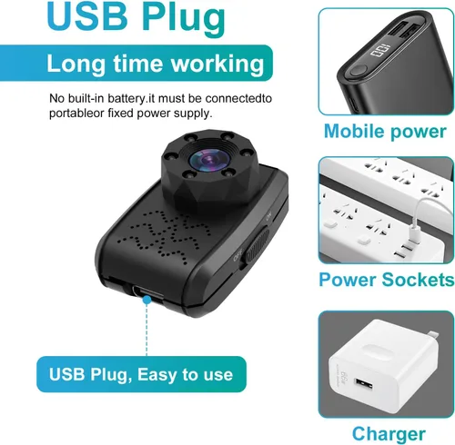 Vista 7 de Mini cámara inalámbrica con cámaras de vigilancia pequeñas de 1080P, clip trasero, grabadora de video portátil con visión nocturna por infrarrojos