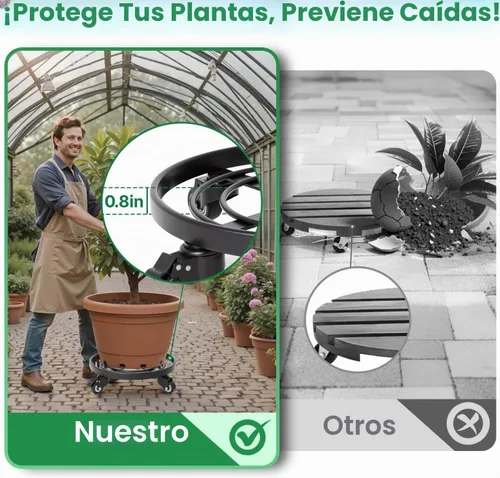 Vista 3 de Carrito para plantas de metal de 14”.
