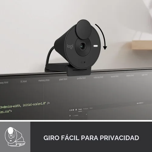 Vista 5 de Logitech Brio 301 Cámara Web Full HD con Obturador de Privacidad, Micrófono de Reducción de Ruido, USB-C, Certificada para Zoom, Microsoft Teams