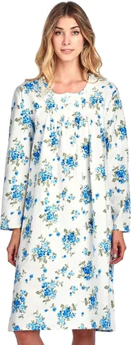 Vista 25 de Casual Nights Camisón de franela con flores de manga larga para mujer Azul