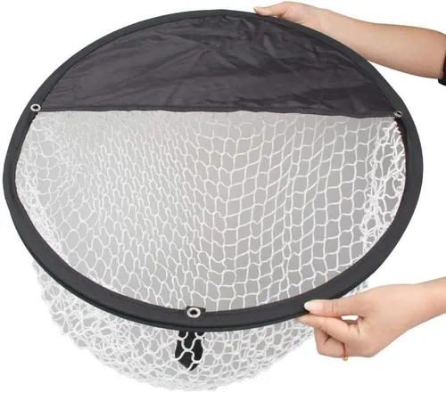 Vista 6 de Práctica de entrenamiento portátil de tiro de golf para practicar astillado, cesta de red duradera, portátil, plegable, color negro