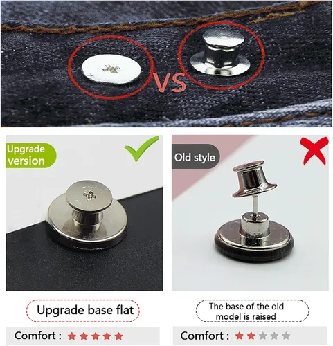 Vista 3 de GIYOMI 17mm Kit de reemplazo de botones para jeans sin costura con base metálica, 12 juegos de botones metálicos removibles sin clavos de 17 mm, kit